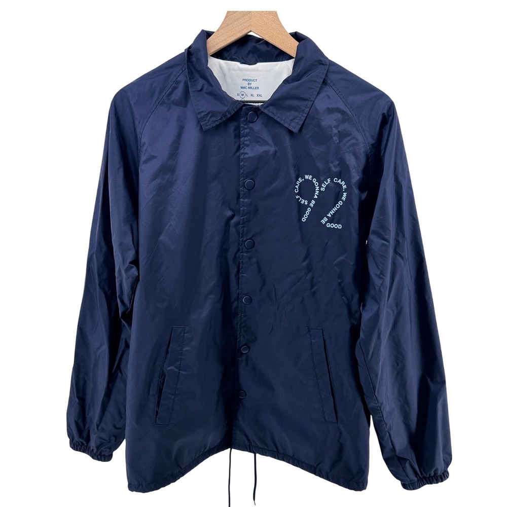 Mac Miller Swimming Self Care Bomber Jacket Medium Navy Blue Windbreaker Retired